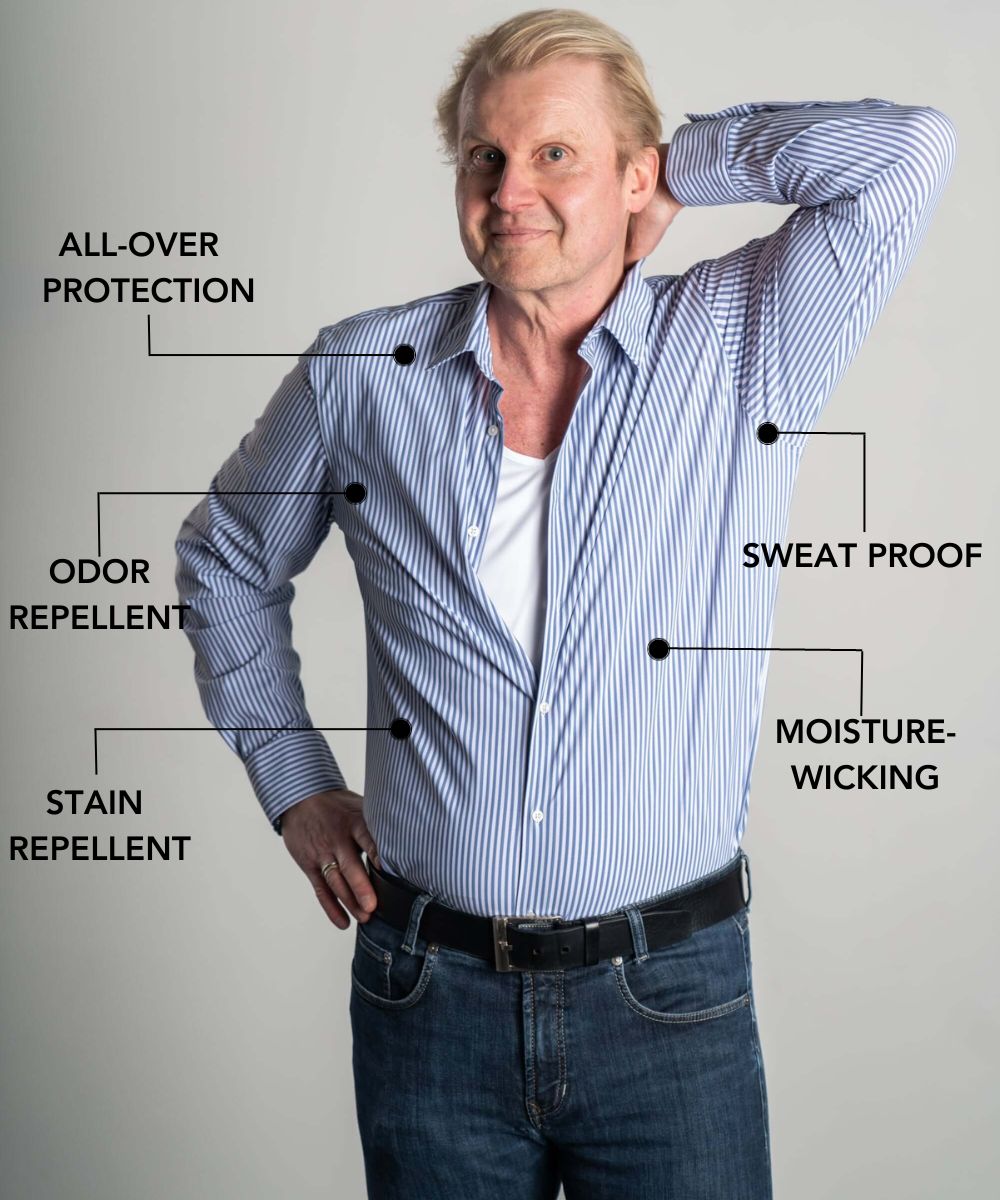 Sweat proof button store down shirt