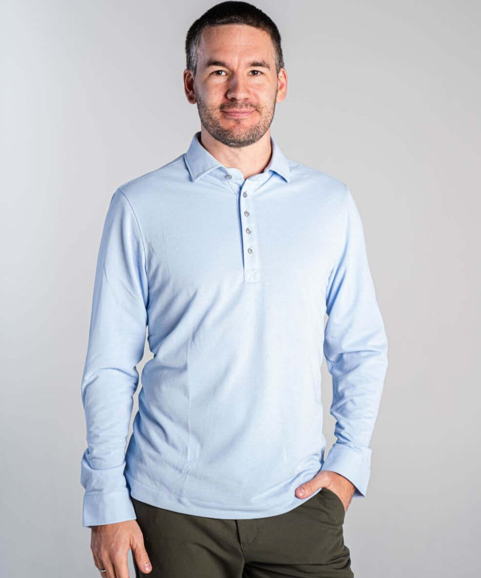 No Sweat Polo Shirt Sky Blue Long - No Sweat Clothing Europe AB